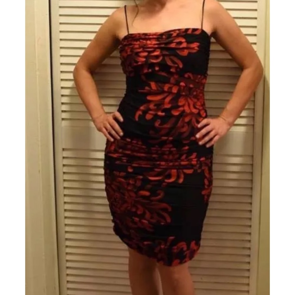 David Meister dress size small red black cocktail